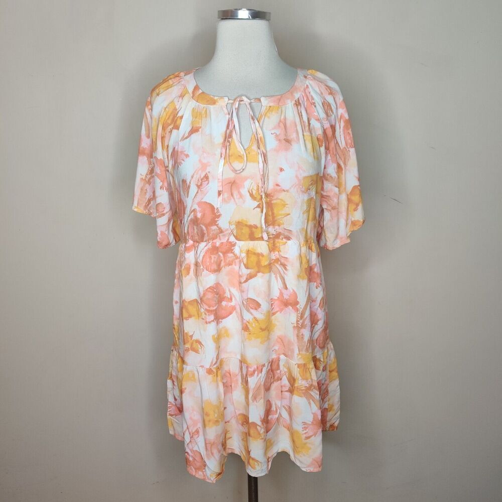 Andree by Unit Floral Dress Flutter Sleeves Tiered